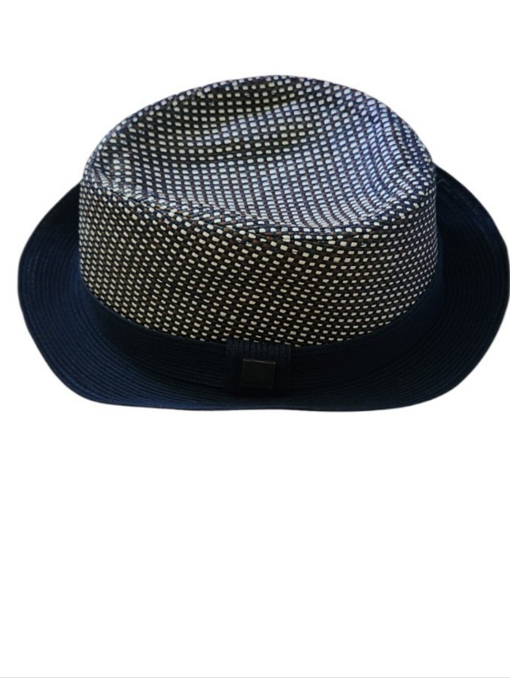 The Hattery Blue and White Woven Patterned Fedora Hat